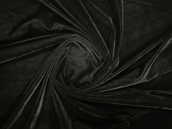Black Plain Viscose Micro Velvet Fabric
