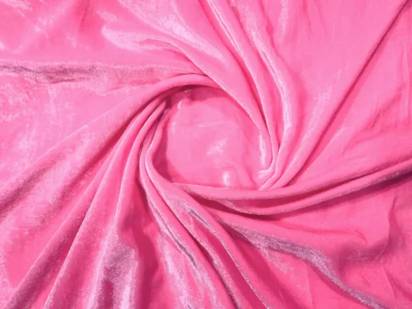 Pink Plain Viscose Micro Velvet Fabric