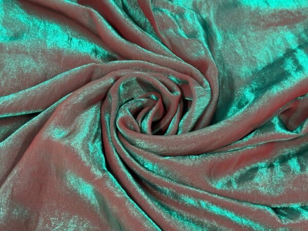 Red & Green Two Tone Plain Soft Fendi Silk Fabric