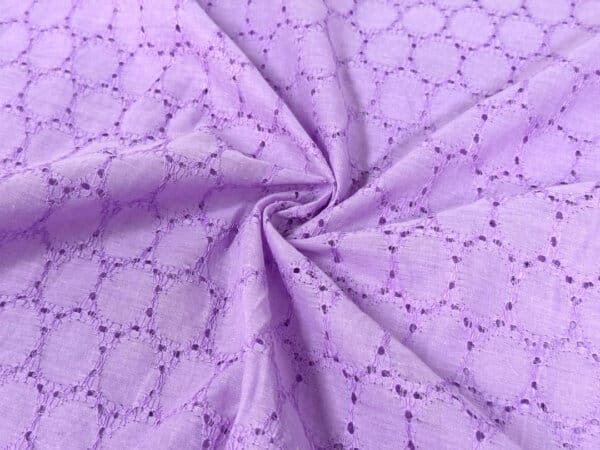 Lavender Embroidered Hakoba Cotton Fabric