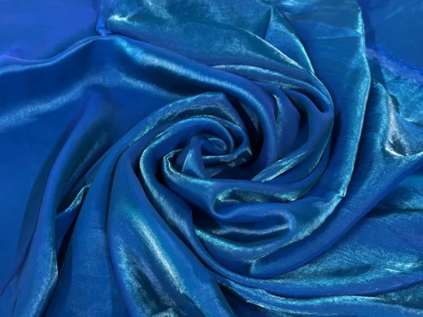 Peacock Blue Two Tone Plain Soft Fendi Silk Fabric