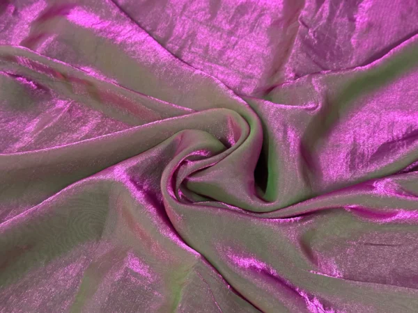 Pink Green Two Tone Plain Soft Fendi Silk Fabric