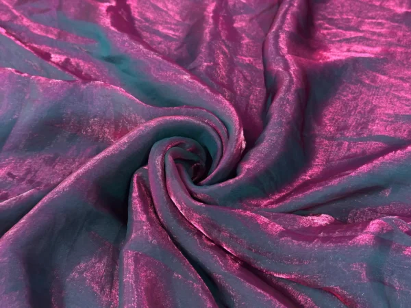Pink Teal Two Tone Plain Soft Fendi Silk Fabric
