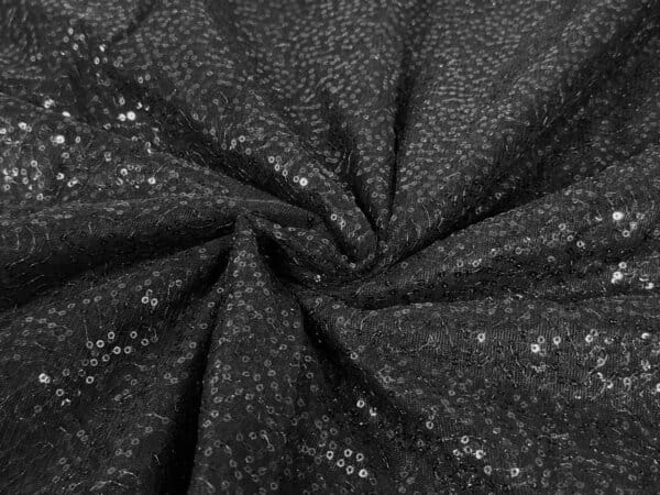 Black Sequins Embroidery Work Net Fabric