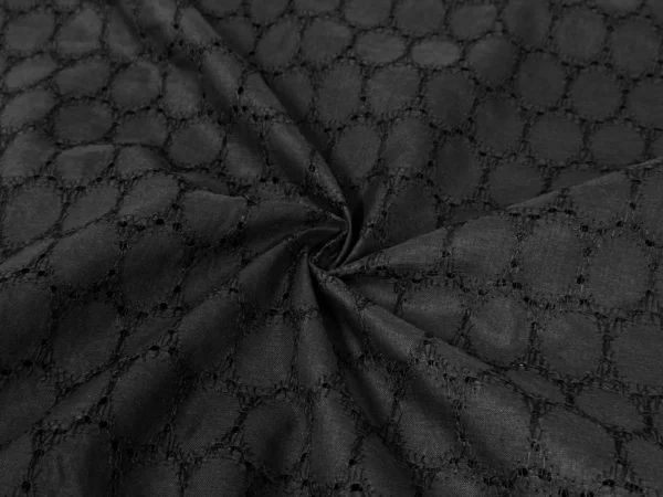 Black Embroidered Hakoba Cotton Fabric