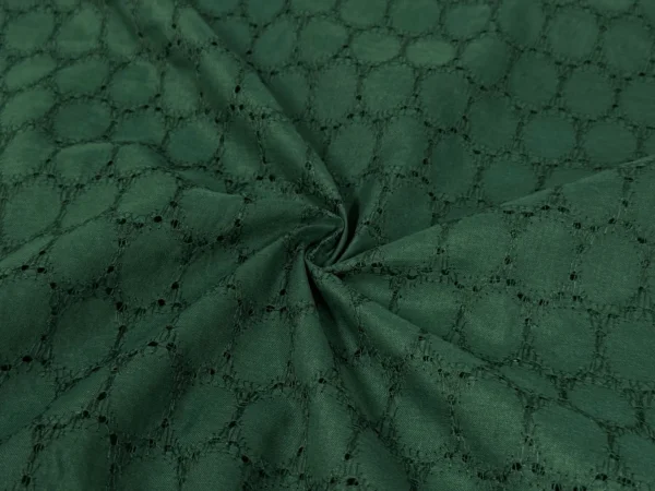 Bottle Green Embroidered Hakoba Cotton Fabric