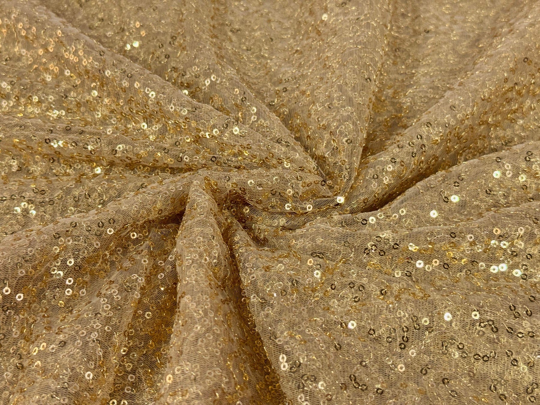 Golden Sequins Embroidery Work Net Fabric