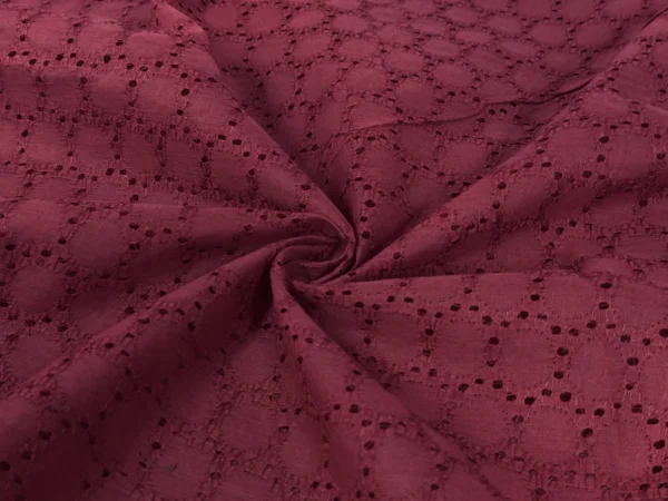 Maroon Embroidered Hakoba Cotton Fabric