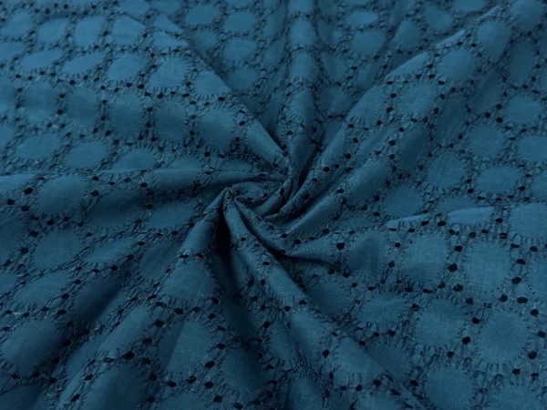 Peacock Blue Embroidered Hakoba Cotton Fabric