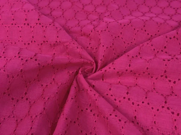 Rani Pink Embroidered Hakoba Cotton Fabric