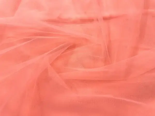 Peach Orange Plain Soft Net Fabric