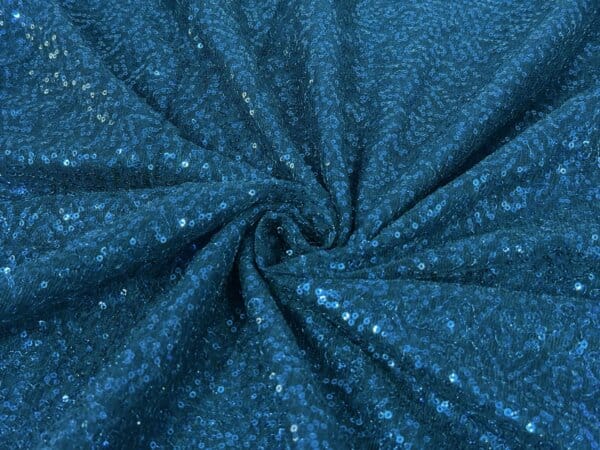 Peacock Blue Sequins Embroidery Work Net Fabric