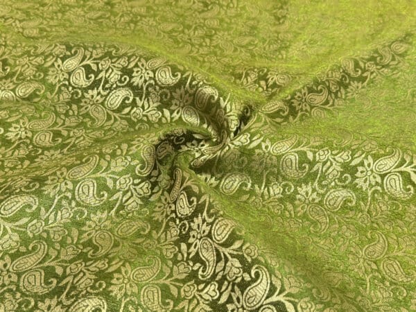 Mehndi Green Paisley Semi Banarasi Brocade Fabic